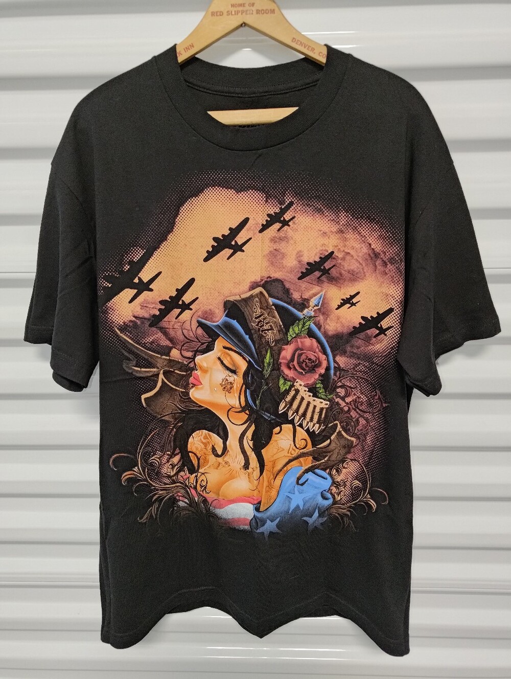 187 Inc Secret Society Burning Bridges Graphics Crewneck Short Sleeve T-shirt L